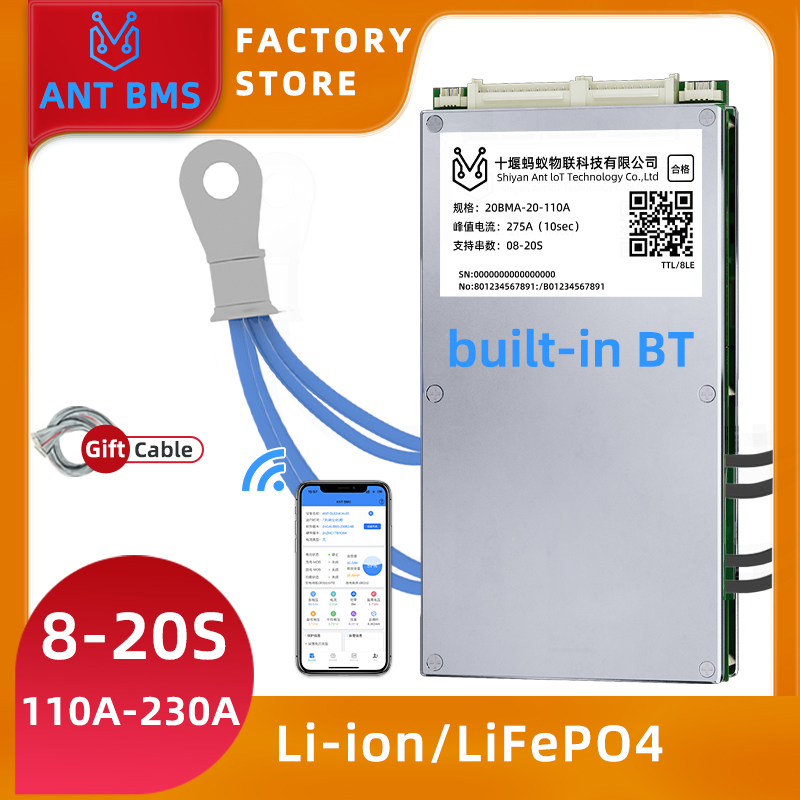 Smart Bms 24S 200A Bluetooth Lifepo4 - ANT 스마트 밸런스 BMS 8S-20S 내장형