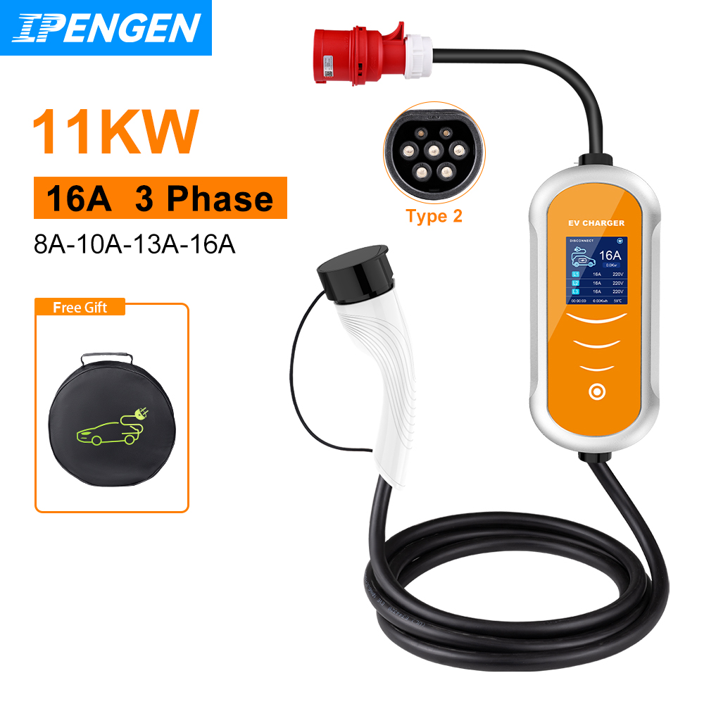 IPENGEN EV 충전기 16A 11KW 유형 2 I - Type 2 Portable Ev Charger 11Kw Cee 리뷰 및 가격