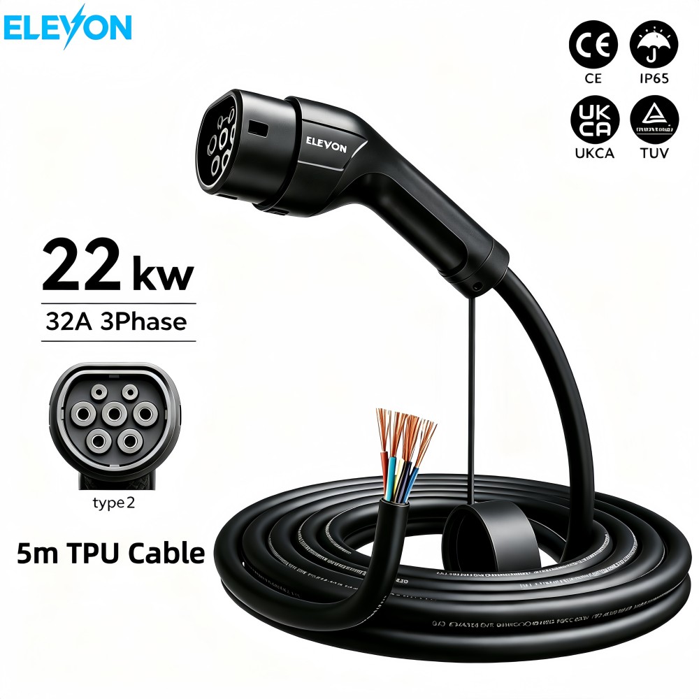 엘레본 EV 충전기 타입2 여성용 차량측 5m TPU  - Ev Charger Type 2 22Kw 32A 3 Phase 리뷰 및 가격